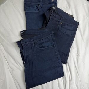 Paige Men's Dark Blue Denim Jeans - Classic Slim Fit | set of 3